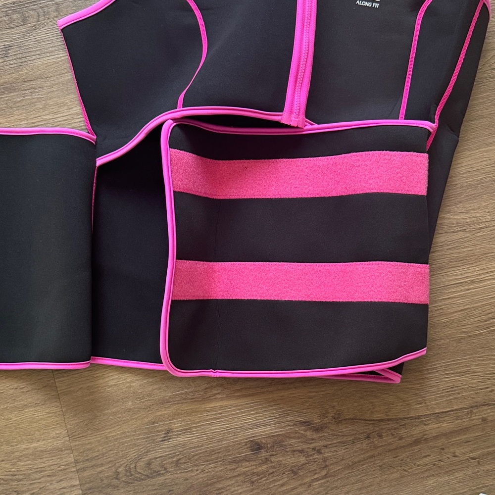 NWT Women’s Black and Pink Sweat Vest with Waist Trainer - Picture 4 of 6